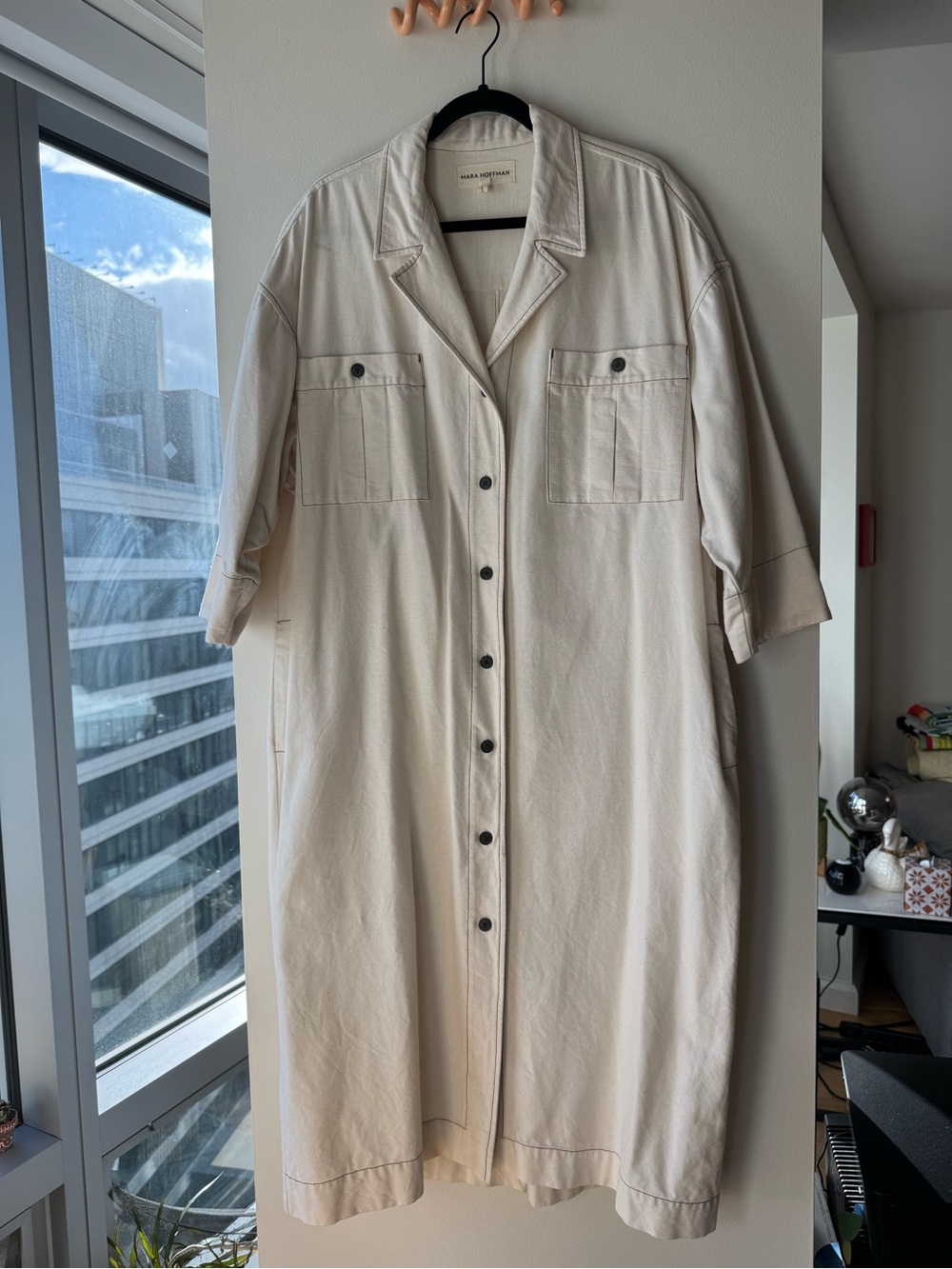 Mara Hoffman Off-White Button-Front Dress Coat